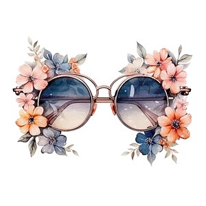 10 Vintage Floral Sunglasses Clipart, Floral Glasses, Printable ...