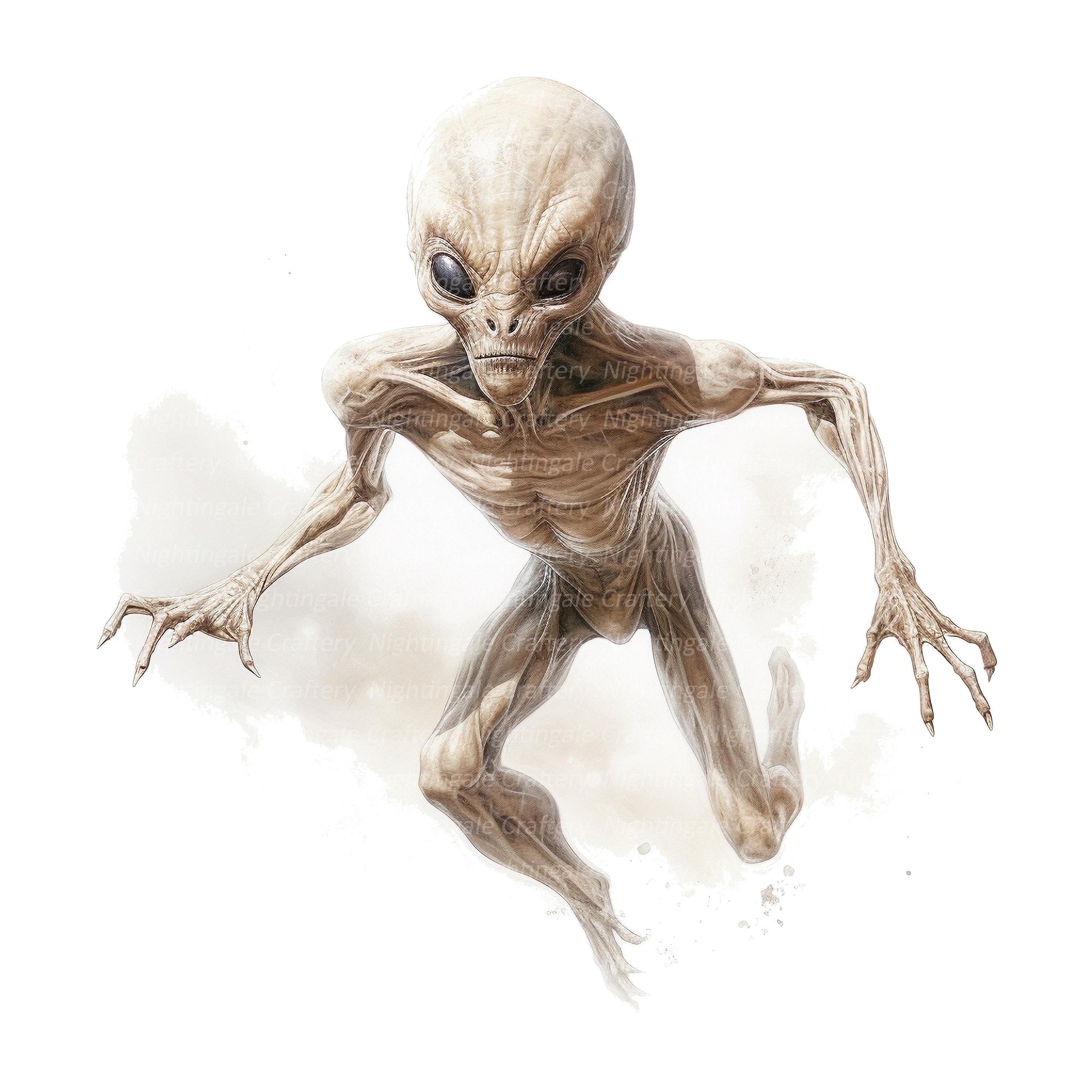 14 Alien Clipart, Aliens Clipart, UFO, Printable Watercolor Clipart ...