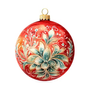 12 Vintage Christmas Red Bauble Clipart, Printable Watercolor clipart, High Quality JPGs, Digital download, Paper craft, junk journals