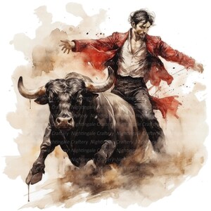 10 Matador and Bull Clipart, Bullfighter Clipart, Printable Watercolor ...