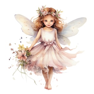 14 Clipart di fate, Clipart di fate, Clipart di acquerelli stampabili, JPG/PNG di alta qualità, Download digitale, Carta artigianale, diari spazzatura