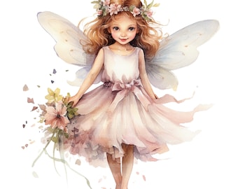 14 Fairy Clipart, Fairies Clipart, Printable Watercolor clipart, High Quality JPG/PNG, Digital download, Paper craft, junk journals