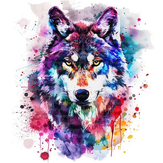 Colorful Wolf Drawings