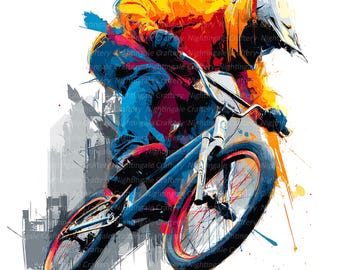 8 BMX Clipart, BMX Art, Bmx Graffiti, Printable Watercolor Clipart