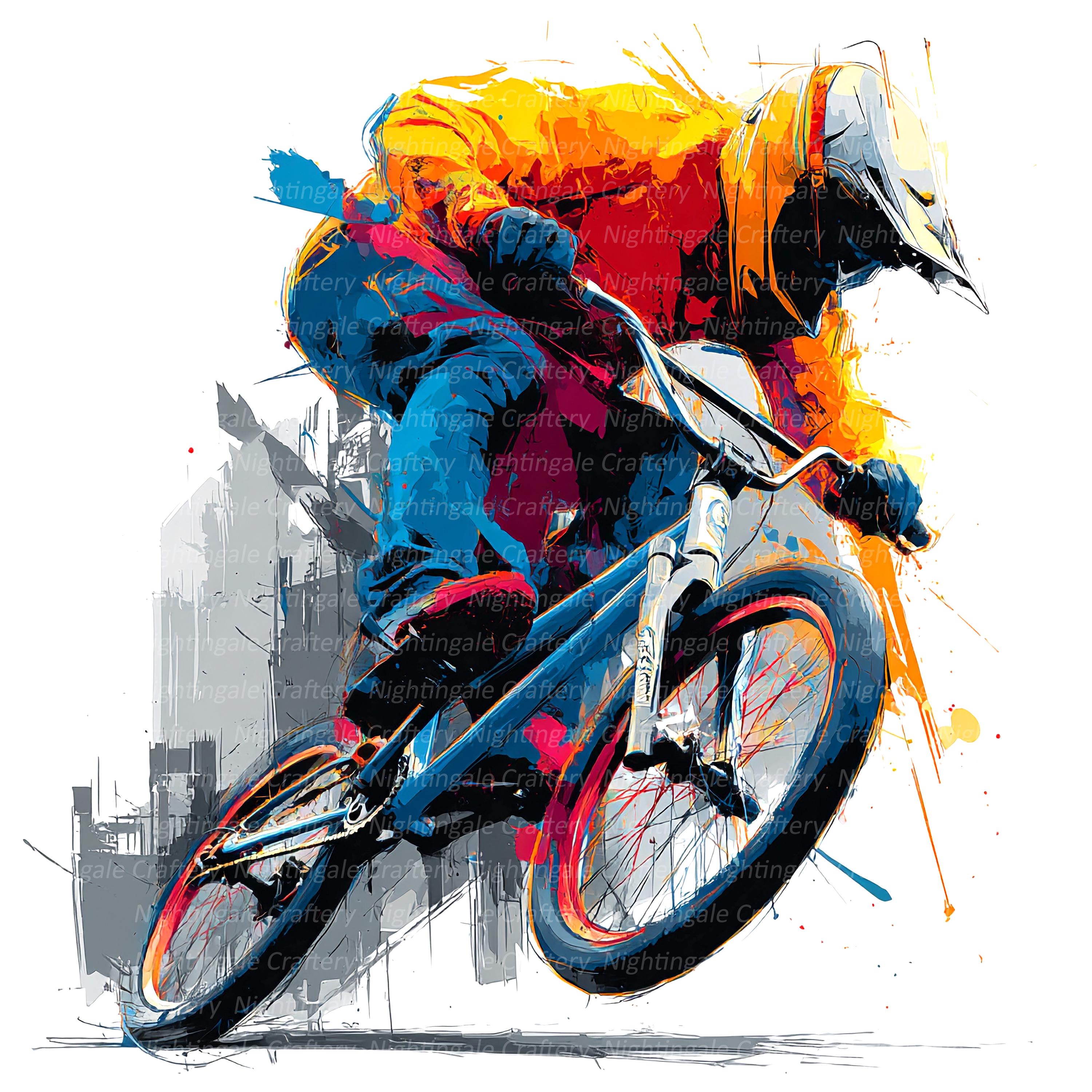 8 BMX Clipart, BMX Art, Bmx Graffiti, Printable Watercolor Clipart