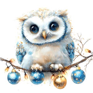 10 Weihnachten Polar Eule Clipart, Weihnachtskarte, druckbare Aquarell Clipart, hochwertige JPGs, digitaler Download, Papiermodell, Journals