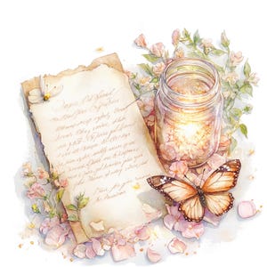 8 imágenes prediseñadas de letras encantadas, carta romántica, pergamino vintage, archivos JPG de alta calidad, imágenes prediseñadas de acuarela imprimibles, descarga digital, manualidades de papel