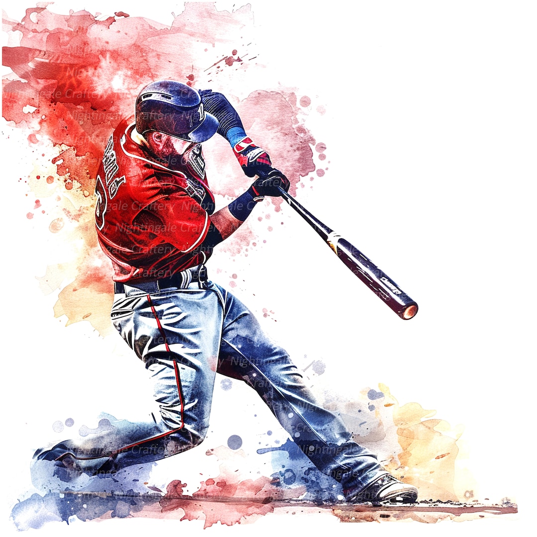9 Baseball Player Clipart, Baseball Clipart, Printable Watercolor ...