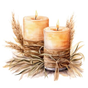 10 Rustic Candles Clipart, Candle Clipart, Printable Watercolor Clipart ...
