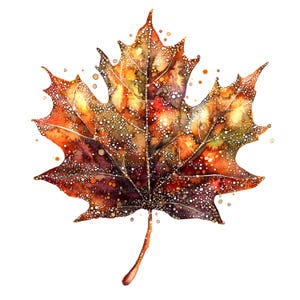 14 hojas de otoño con joyas, hojas de otoño, clipart de acuarela imprimible, archivos JPG de alta calidad, descarga digital, manualidades de papel, diarios basura