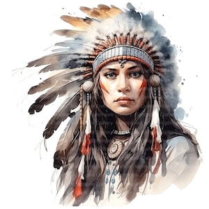 14 Native American Indian Woman clipart, afdrukbare aquarel clipart, hoge kwaliteit JPG, digitale download, Paper Craft, junk journal