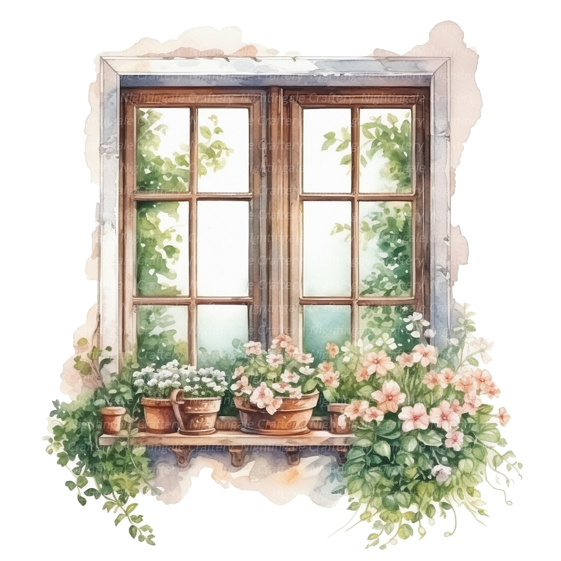 14 Floral Windows Clipart, Flower Windows, Floral Doors, Printable ...