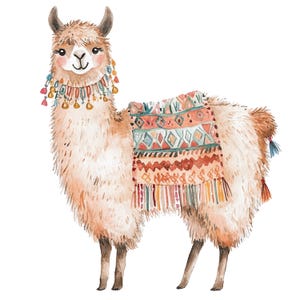 10 Lama Clipart, Lama, Rolig Lama, Utskrivbar Akvarell Clipart, Högkvalitativa JPG/PNG-bilder, Digital nedladdning, Hög upplösning, Papperspyssel bild 5