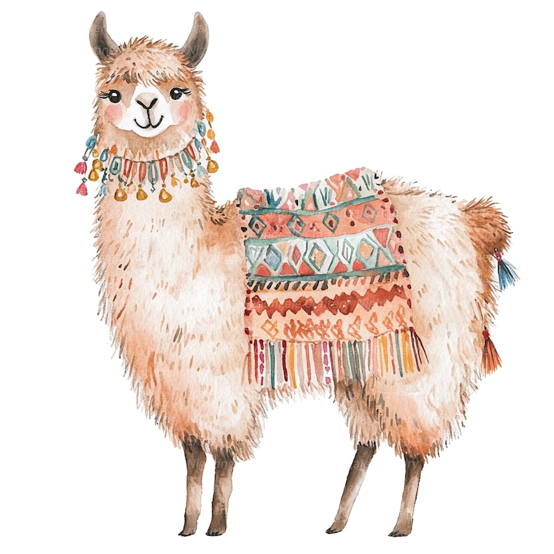 10 Lama Clipart, Lama, Rolig Lama, Utskrivbar Akvarell Clipart, Högkvalitativa JPG/PNG-bilder, Digital nedladdning, Hög upplösning, Papperspyssel bild 5