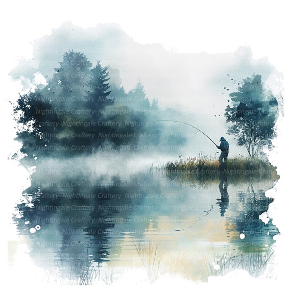 水彩画「釣り人」 【公式通販】