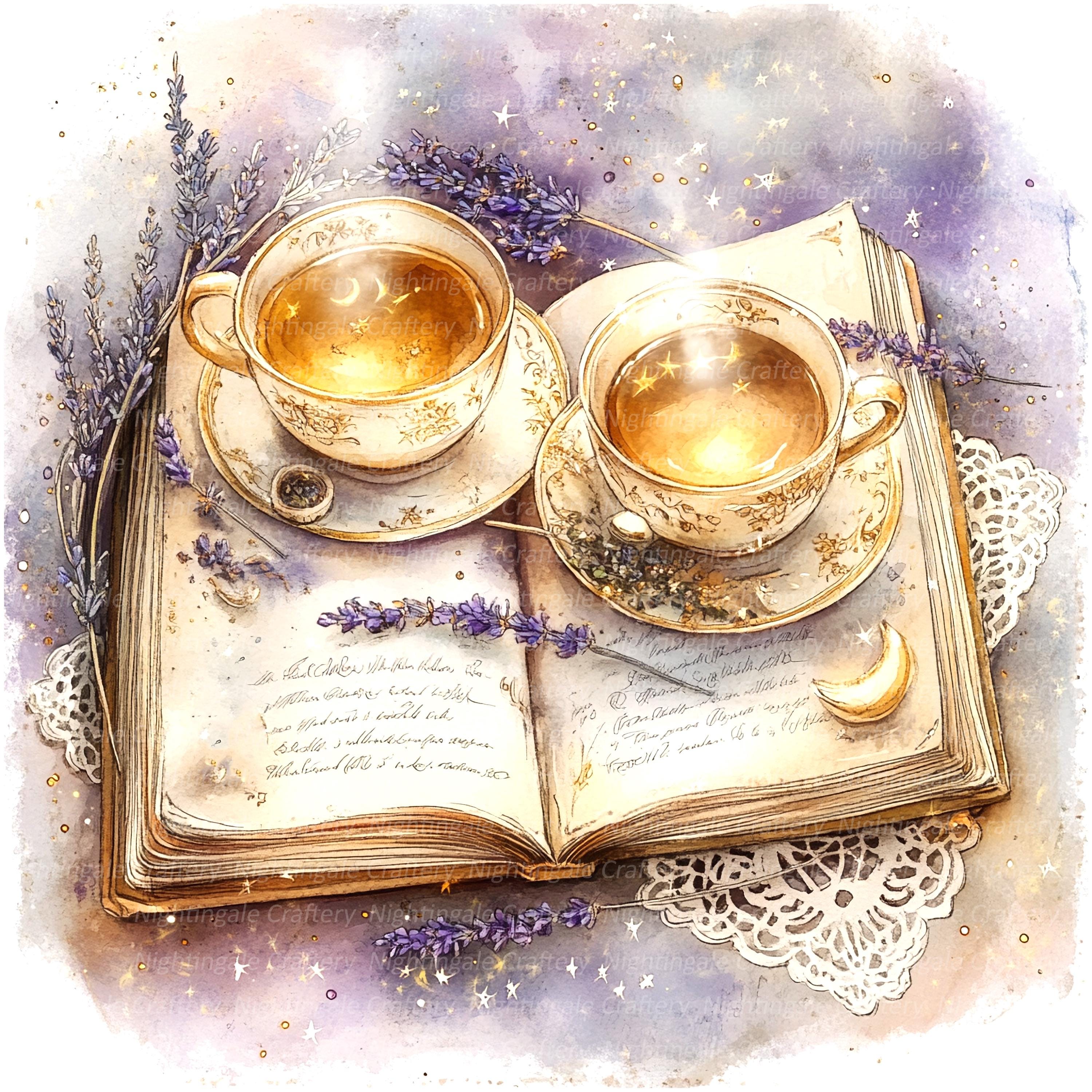 13 Antique Storybook, Magical Tea Party Clipart, Printable Watercolor clipart, High Quality PNG, Digital download, Paper craft, junk journal