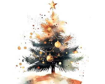 8 Various Christmas Trees Clipart, Christmas card, Printable Watercolor clipart, High Quality JPGs, Digital download, Paper craft, journals