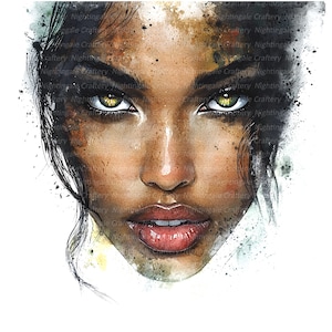 14 Set di clipart di volti di donna 2, volti africani asiatici, clipart di acquerelli stampabili, JPG di alta qualità, download digitale, artigianato di carta, diari