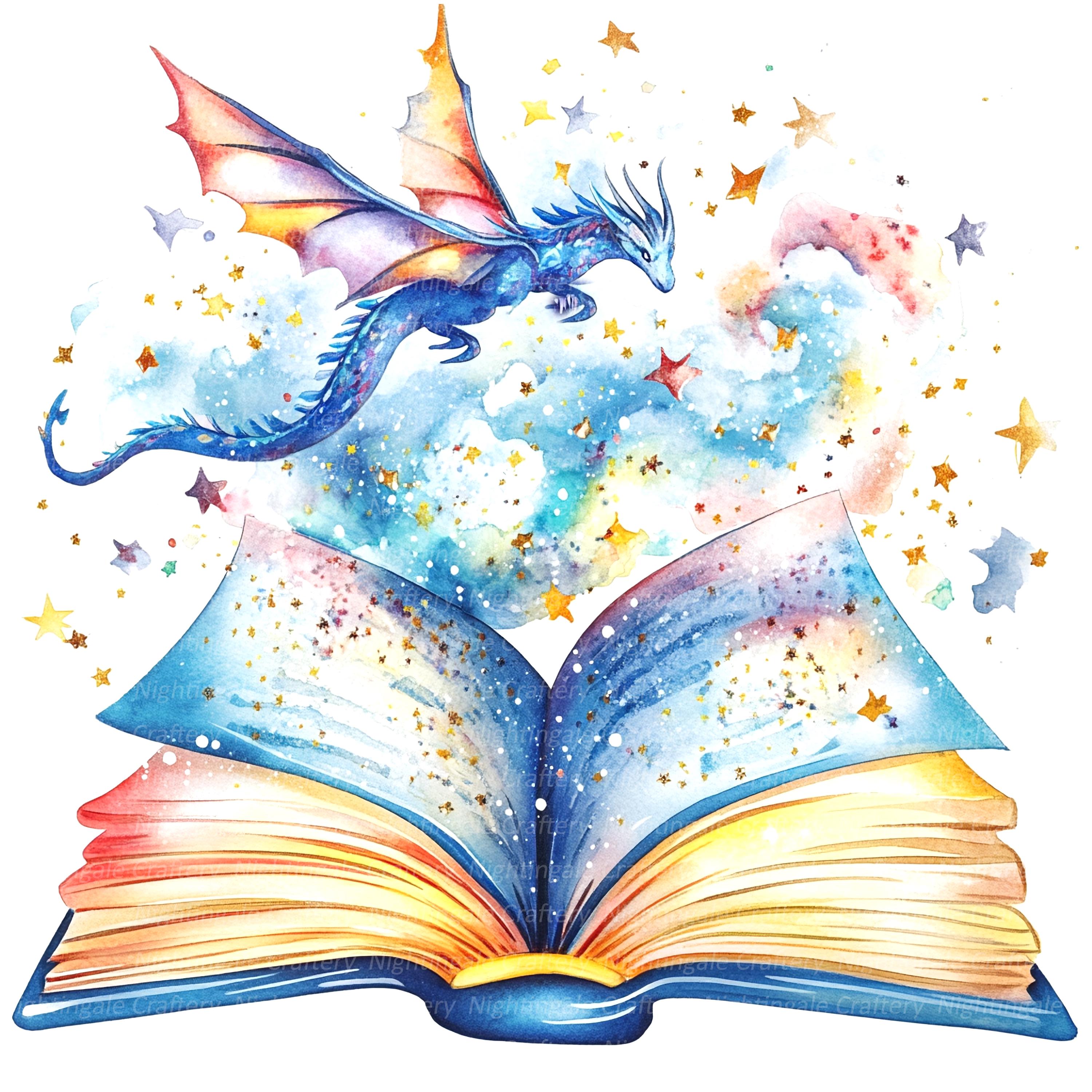 12 Magic Book Clipart, Fairy Tale Clipart, Printable Watercolor Clipart ...