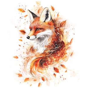 10 abstrakte Fuchs Clipart, Herbst Wandkunst, druckbare Aquarell Clipart, hochwertige JPGs, digitaler Download, Papierhandwerk, Junk-Journal