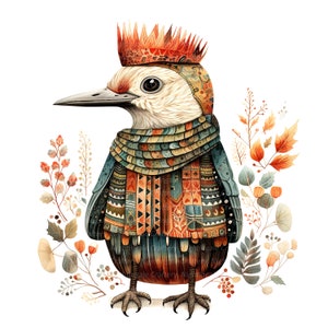 11 Clipart di picchio scandinavo, Natale, clipart acquerello stampabile, JPG di alta qualità, download digitale, artigianato di carta, diario spazzatura
