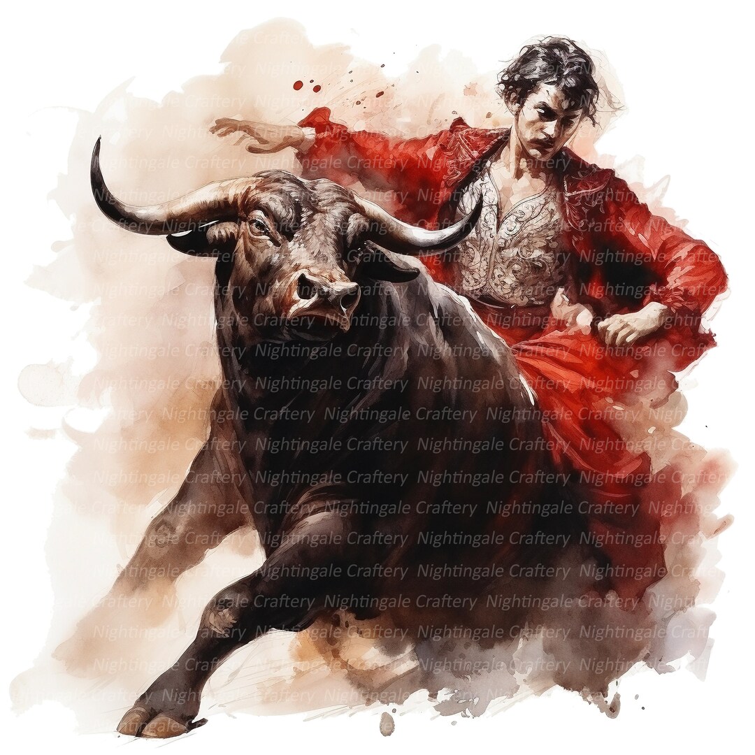 10 Matador and Bull Clipart, Bullfighter Clipart, Printable Watercolor ...