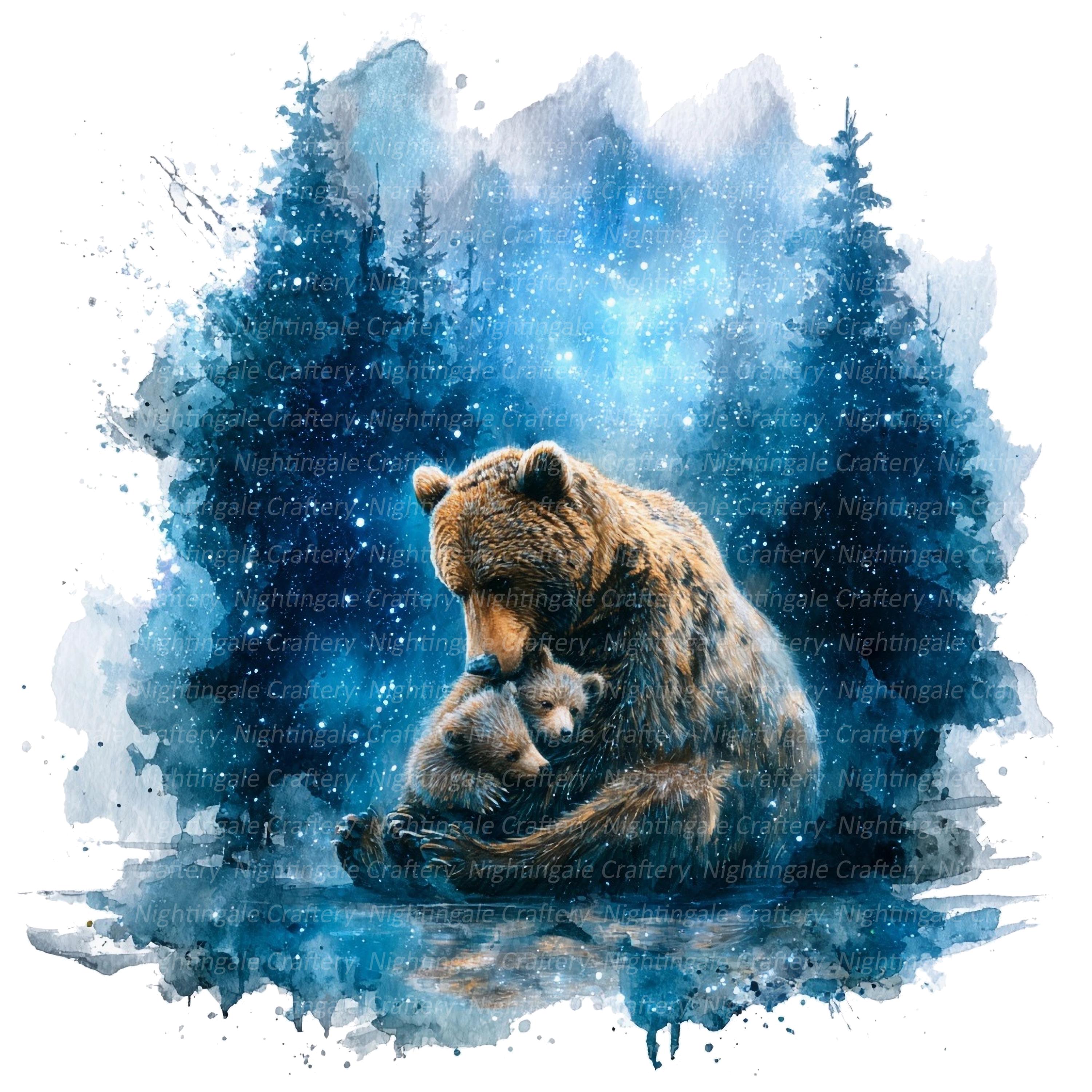 8 Bear Wall Art, Bear Cub and Mom, Printable Wall Art, High