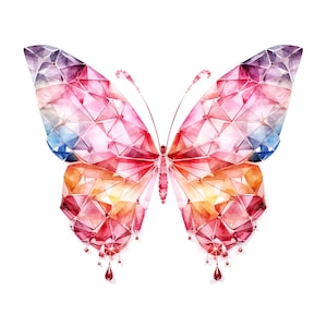 10 pierres précieuses papillon Clipart, clipart aquarelle imprimable, JPG de haute qualité, téléchargement numérique, haute résolution, créations en papier, journal indésirable