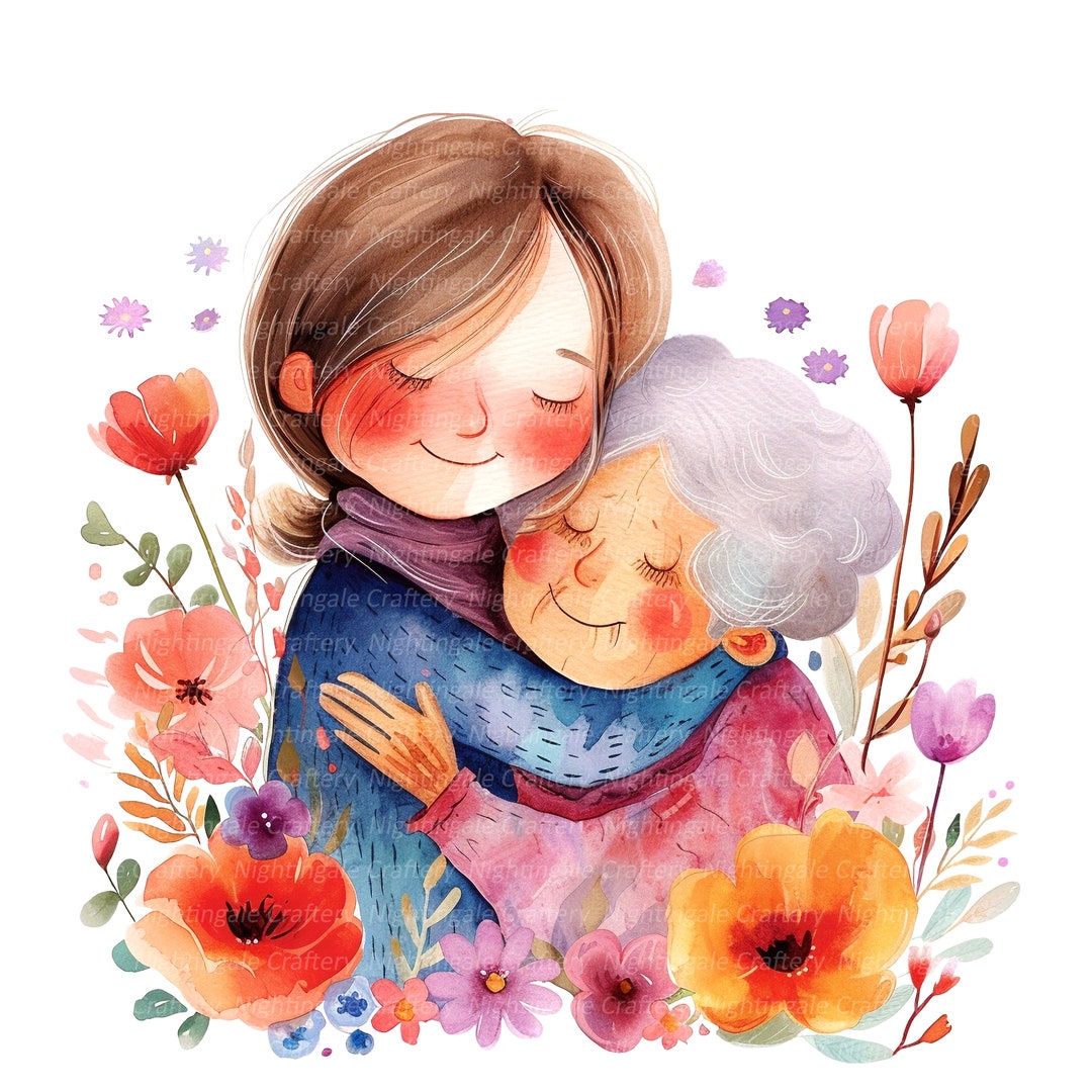 12 Mother's Day Clipart, Mother and Daughter Print, Printable ...
