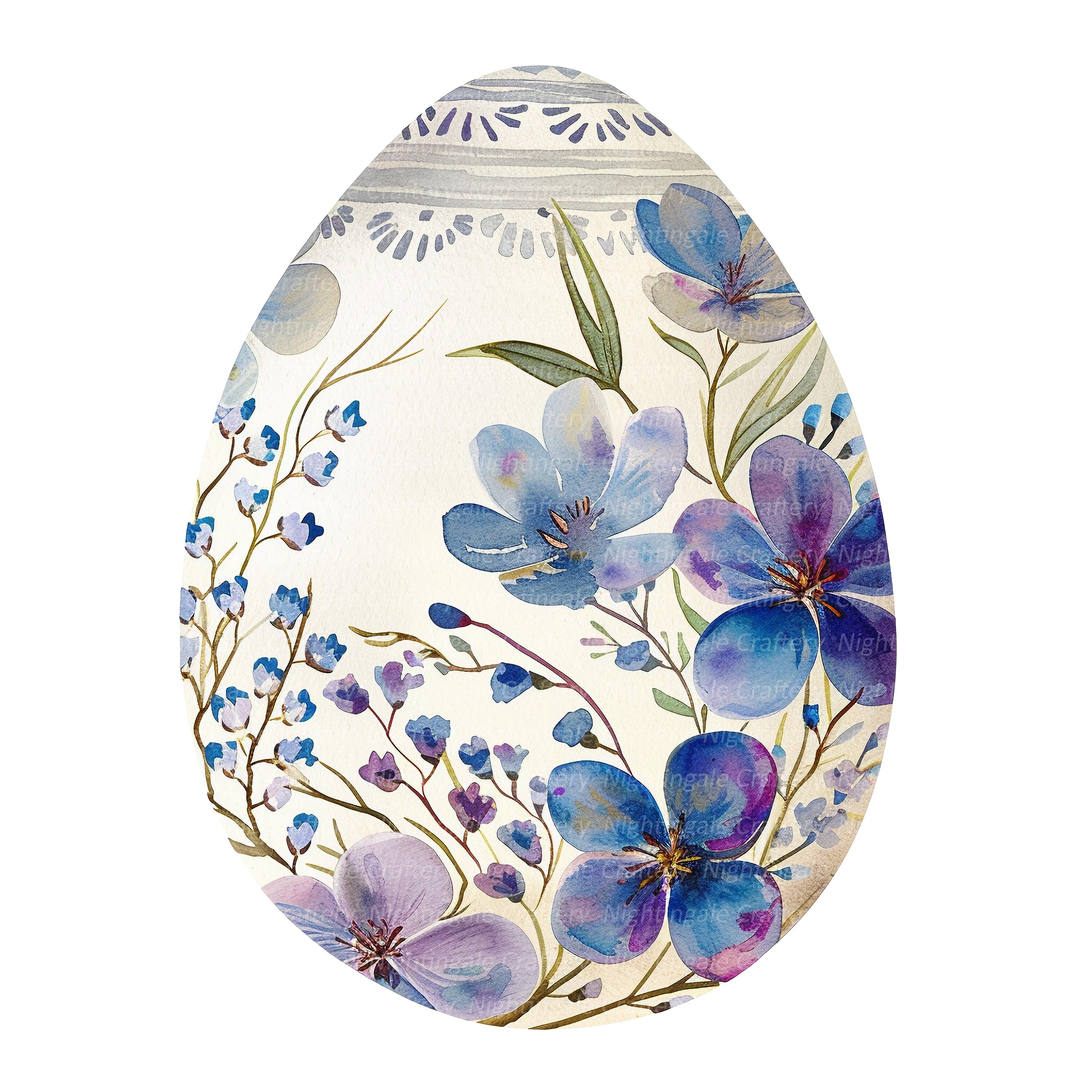 10 Floral Easter Egg Clipart, Easter Clipart, Printable Watercolor ...