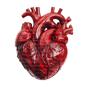 8 Clipart del cuore umano, Anatomia, Halloween, Clipart acquerello stampabile, JPG di alta qualità, download digitale, Mestiere di carta, diari spazzatura