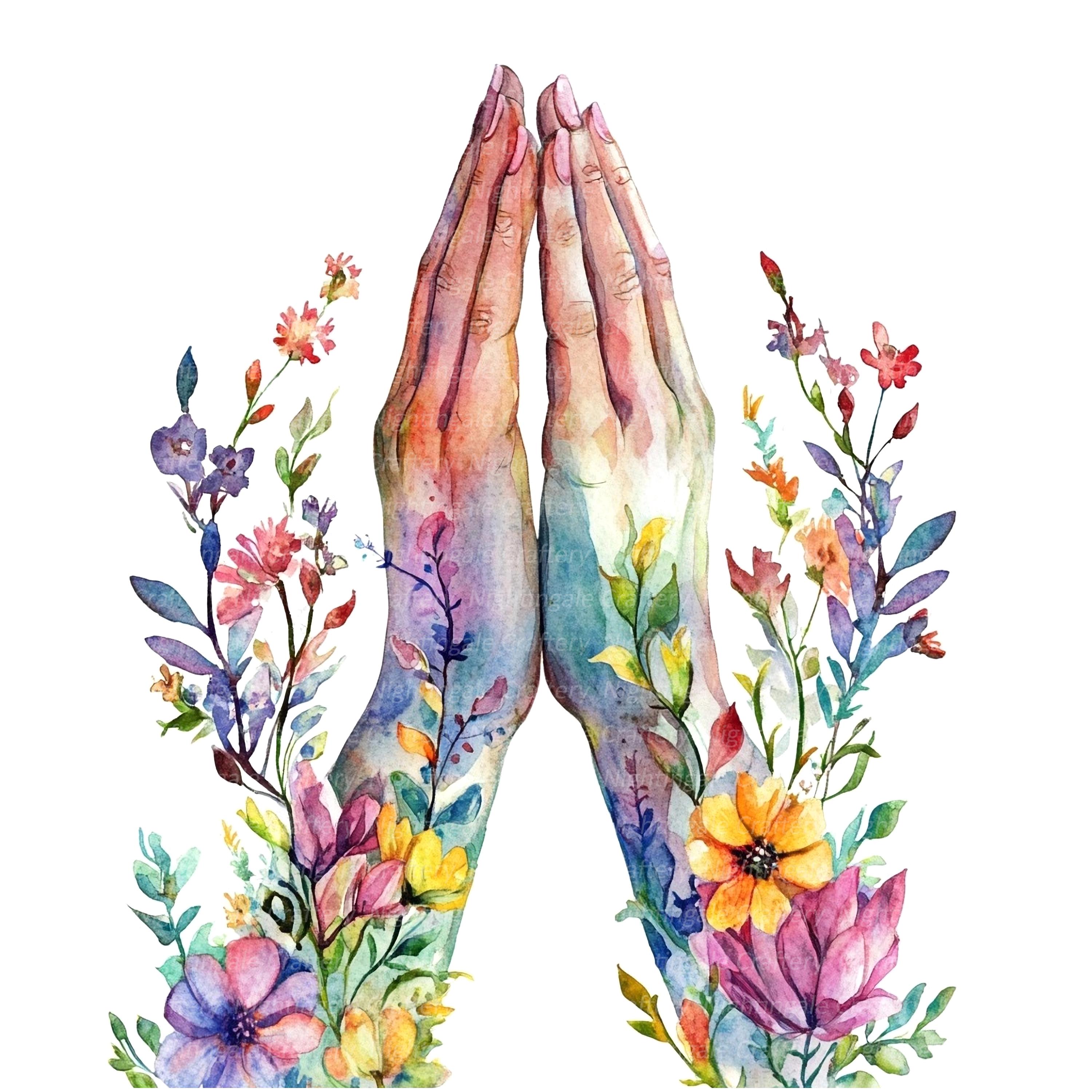 10 Praying Hands Clipart, Prayers Images, Printable Watercolor