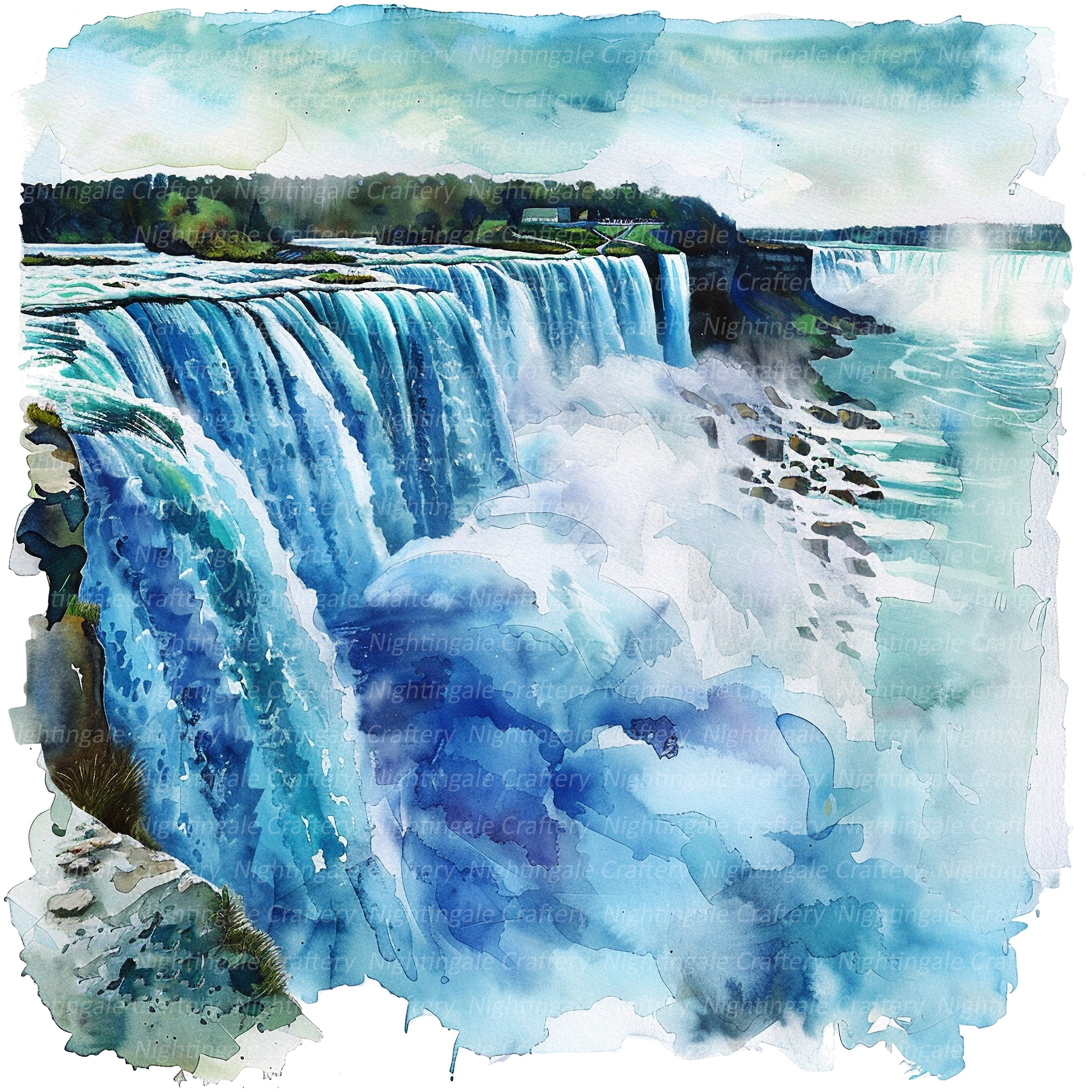 ナイアガラの風景のクリップアート9点、ナイアガラの滝、印刷可能な