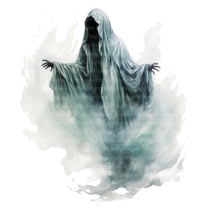10 Scary Ghost Set 2 clipart, Halloween Ghost, afdrukbare aquarel clipart, hoge kwaliteit png&#39;s, digitale download, Paper Craft, ongewenste tijdschriften