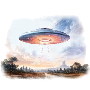 10 Clipart UFO, ufo in cielo, Clipart alieni, clipart acquerello stampabile, JPG di alta qualità, download digitale, artigianato con la carta, diari spazzatura