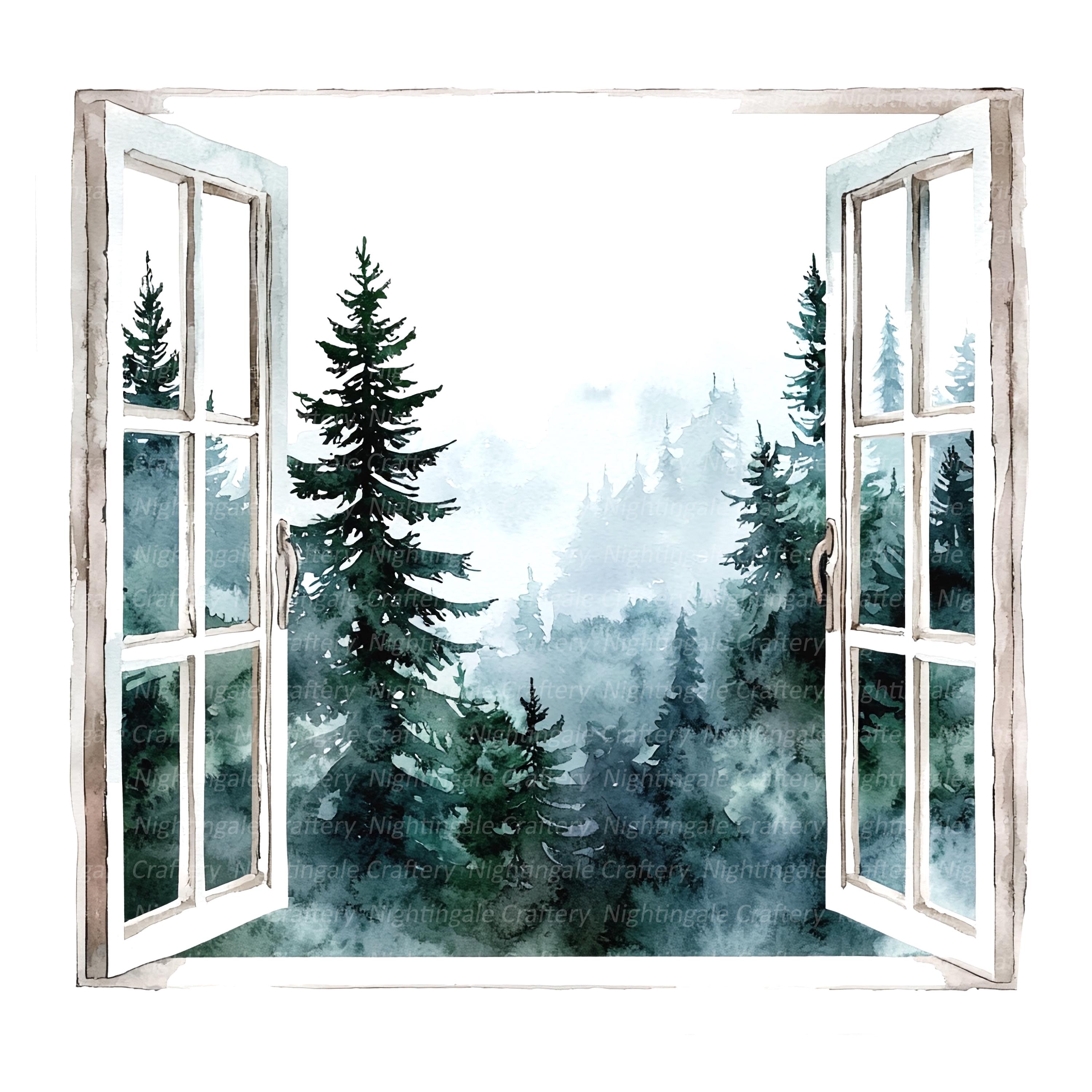 Window Forst 16 Window Forest View Clipart, Window to Forest Clipart, Printable ...