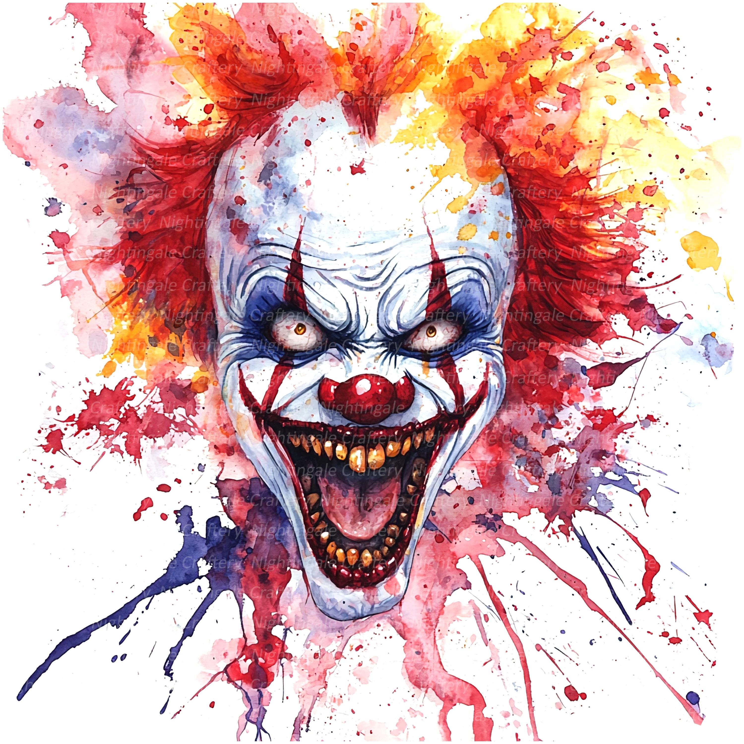 10 怖いピエロのクリップアート、ハロウィーンのピエロ セット 2、印刷