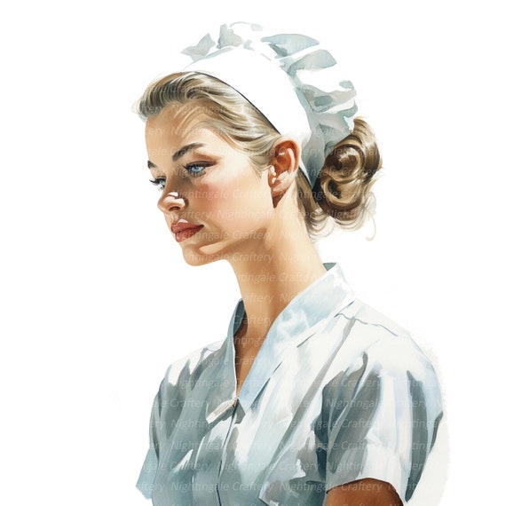 12 1950's Nurse Clipart, Retro Nurse Clipart, Printable
