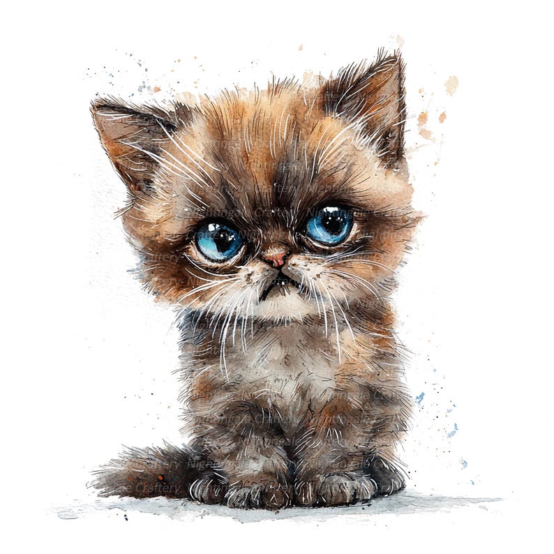 Gumpy Kitten 13 Grumpy Kitten Clipart, Cute Kitten Cat, Printable Watercolor Clipart ...