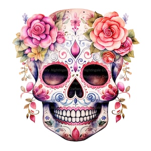 12 Imágenes Prediseñadas de Calavera de Azúcar, Cráneo Floral, Mexicano, Imágenes Prediseñadas de acuarela imprimible, JPG de alta calidad, Descarga digital, Artesanía de papel, diarios basura
