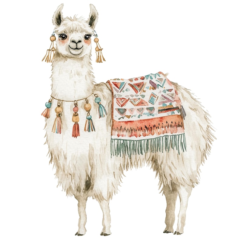 10 Lama Clipart, Lama, Rolig Lama, Utskrivbar Akvarell Clipart, Högkvalitativa JPG/PNG-bilder, Digital nedladdning, Hög upplösning, Papperspyssel bild 4