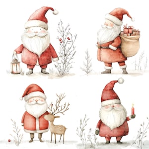 16 wunderliche Weihnachtsmann Clipart, druckbare Aquarell Clipart, hochwertige JPGs, digitaler Download, Papiermodelle, Junk Journal, Kartenherstellung