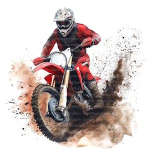 12 Dirt Bike Clipart, Motocross Clipart, Motorcycle, Printable Watercolor clipart, High Quality PNGs, Digital download, Paper craft, journal image 2