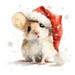 10 Christmas Mouse Santa Hat Clipart, Printable Watercolor Clipart ...