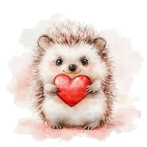 10 cliparts animaux romantiques, carte de la Saint-Valentin, clipart aquarelle imprimable, fichiers JPG de haute qualité, téléchargement numérique, créations en papier, journaux indésirables