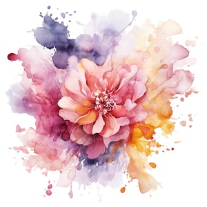 10 Abstrakte Blumen Clipart, Blumen drucken, druckbare Aquarell Clipart, hochwertige JPG / PNG, digitaler Download, Papiermodell, Junk Journals