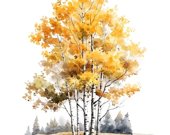 Autumn Trees Clipart, Printable Watercolor clipart, 12 High Quality JPGs, Digital download, High Resolution, Paper craft, junk journals