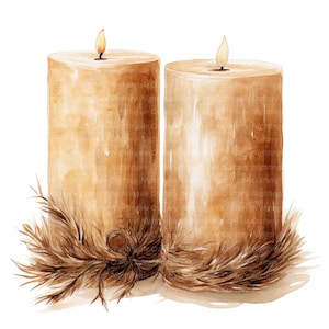 10 Rustic Candles Clipart, Candle Clipart, Printable Watercolor Clipart ...