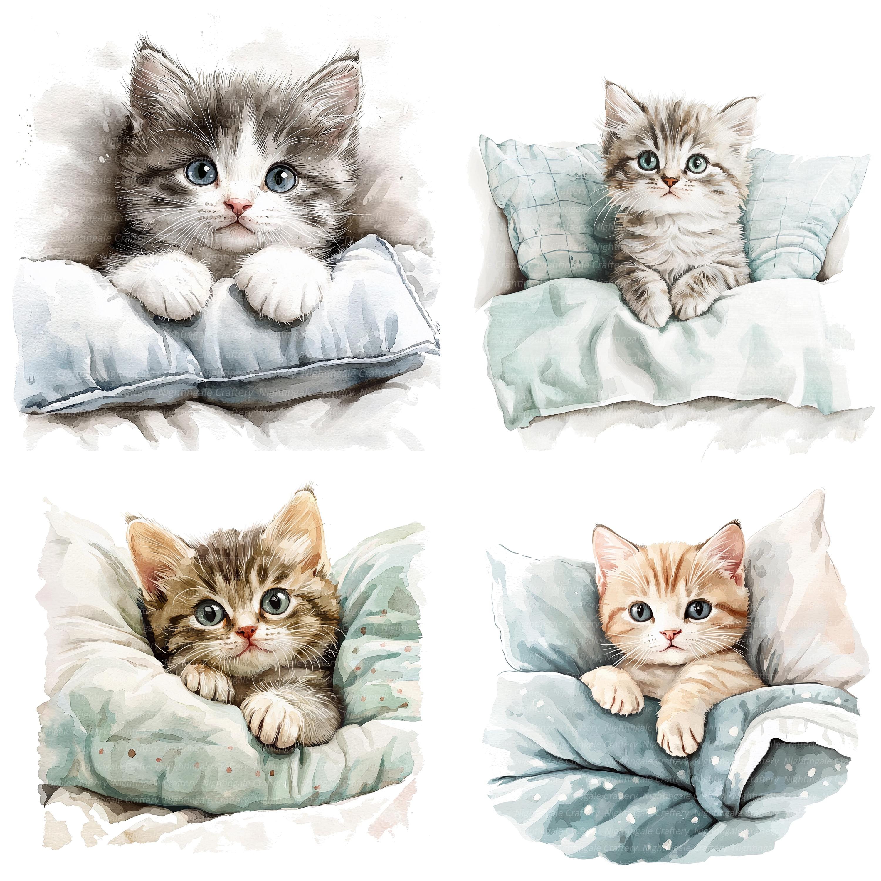 ベッドで寝ている猫のクリップアート20選、眠っている子猫のクリップ