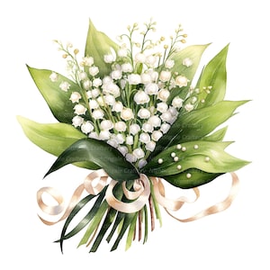 10 cliparts bouquet de muguet, clipart aquarelle imprimable, fichiers JPG de haute qualité, téléchargement numérique, créations en papier, journal de bordel
